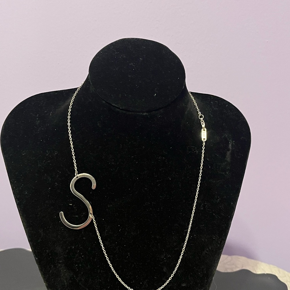 Silver tone S initial necklace. Approximately 18” long. EUC. - Picture 4 of 5